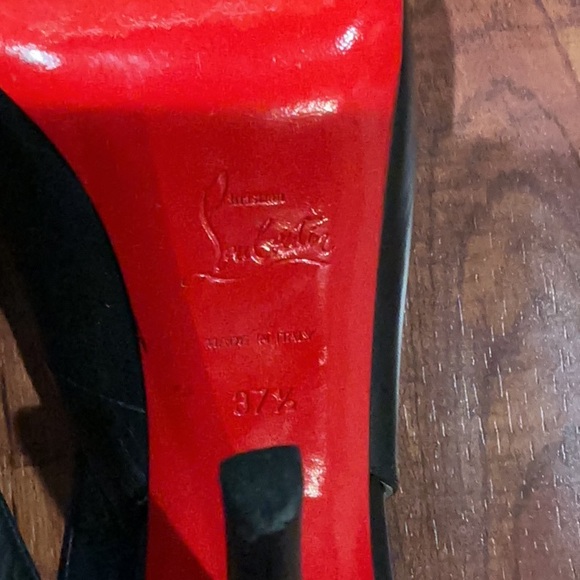 Christian Louboutin Black Patent Leather Peep-Toe Heels - Picture 8 of 15